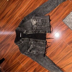 Black Distressed Denim Jacket